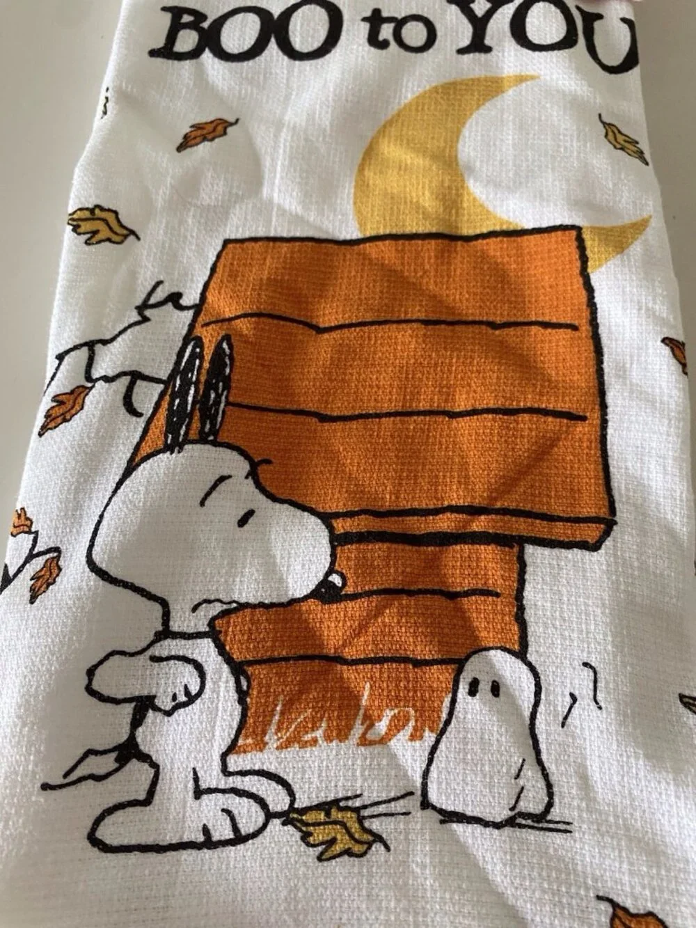 2 Pack Peanuts Snoopy Halloween Kitchen Towels 18” X 28” Ghost Doghouse NEW